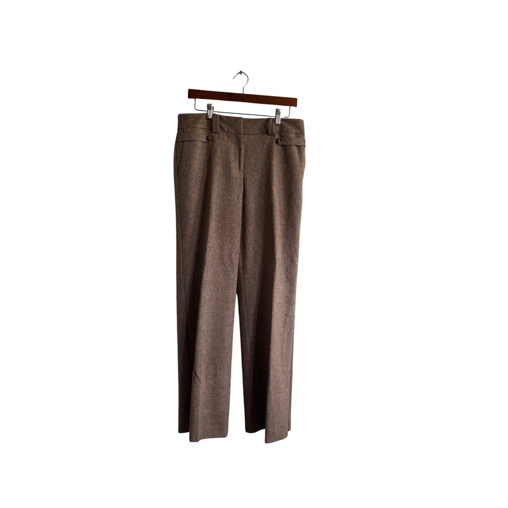 Ann Taylor Signature Fit Brown Wool Blend Wide Leg Trousers Pants Womens 8